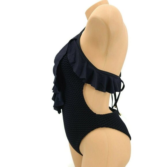 New Blue Life Ruffled Romance Swimsuit Small Black - Picture 6 of 9